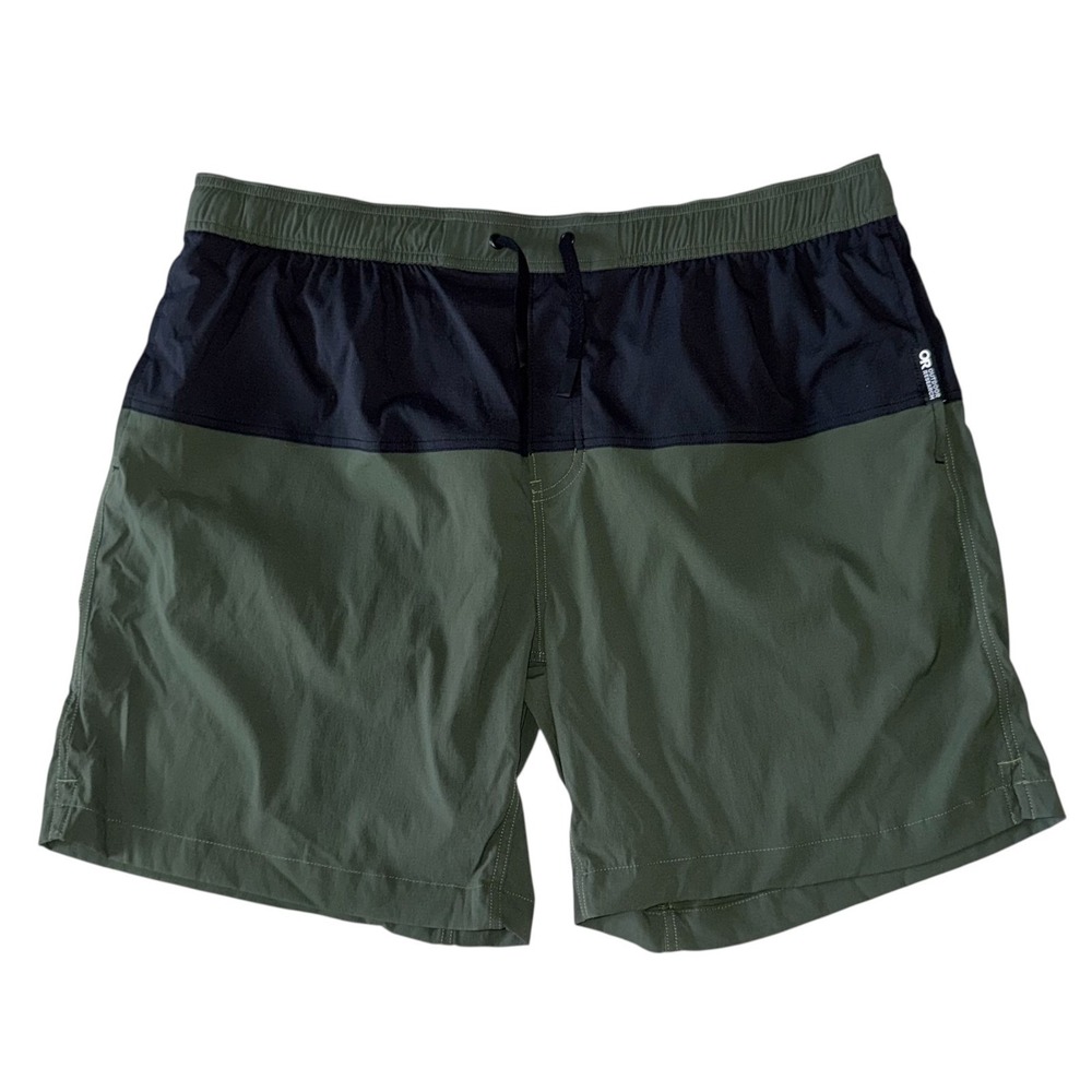 Outdoor Research Mens XL Black‎ Green Zendo Performance Unlined Shorts 8" Inseam